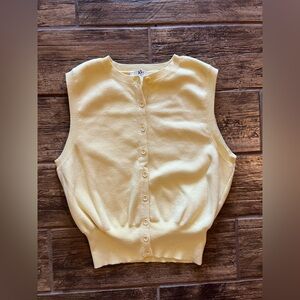 Astr The Label Cotton Button Up Light Yellow Sleeveless Sweater Vest